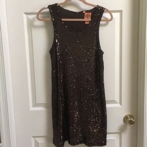 Tory Burch Brown All-Over Sequin Dress